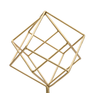 Gold Geometric Cube Decoration (Large - Modern Sculpture)