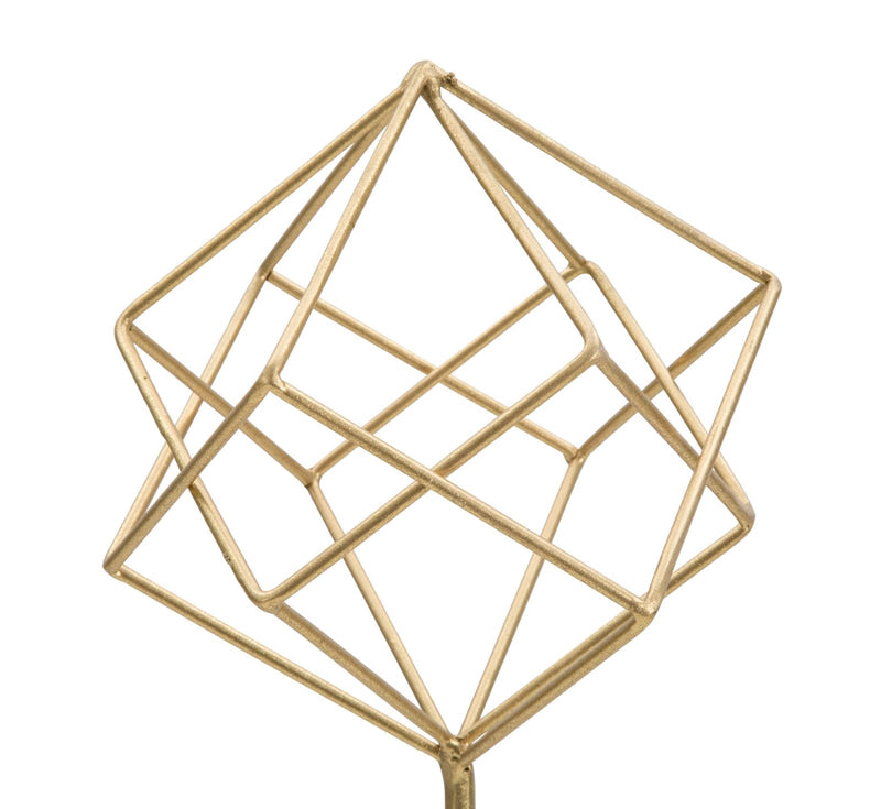 Gold Geometric Cube Decoration (Modern Sculpture)