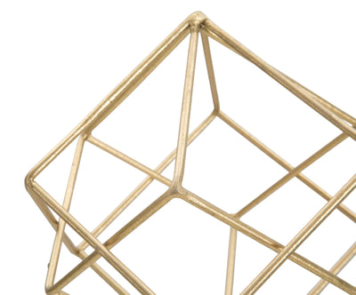 Gold Geometric Cube Decoration (Modern Sculpture)