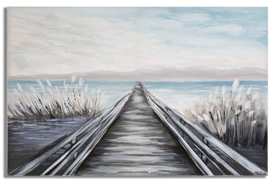 Handmade Pier Landscape Canvas Painting 