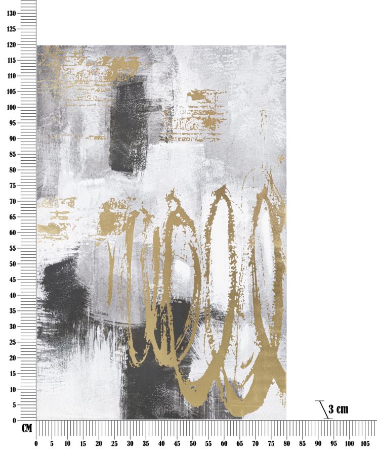 Golden & Black & White Abstract Canvas Painting