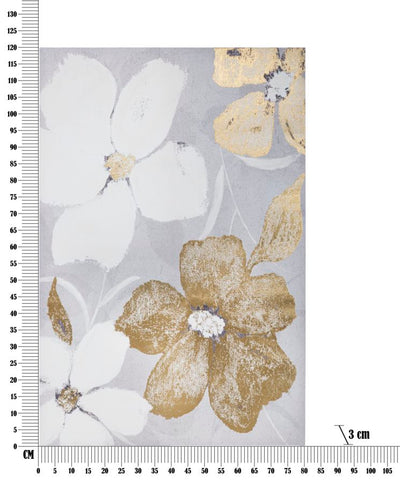 Golden & White Floral Canvas Painting