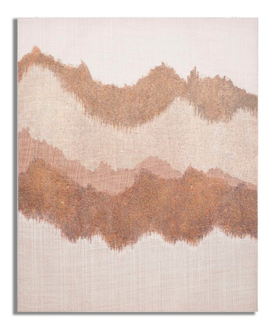 Handmade Brown Abstract Bohoo Chic Mountains Canvas Painting