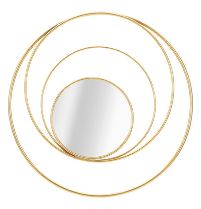 Golden Metal Round Geometric Circles Wall Mirror