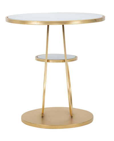 Round Golden Metal & Glass Sofa Table
