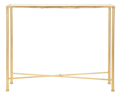 Golden Metal & Glass Rectangular Console Table