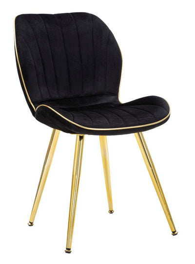 Black Velvet Chair with Golden Metal Legs