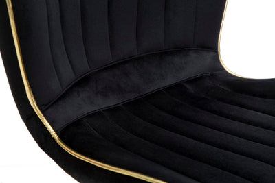 Black Velvet Chair with Golden Metal Legs