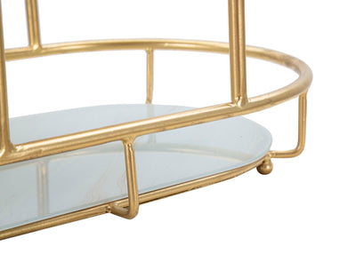 Golden Metal & Glass Tray with 3 Shelves