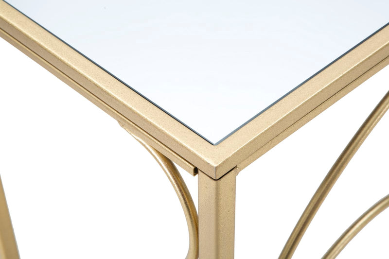 Rectangular Golden Metal & Glass Console Table