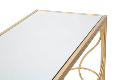 Rectangular Golden Metal & Glass Console Table