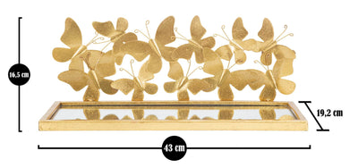 Golden Metal & Glass Butterfly Wall Shelf