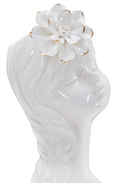 Young Girl with Floral Crown White Porcelain Vase