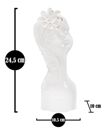 Young Girl with Floral Crown White Porcelain Vase