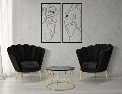 Metal Abstract Women Body Wall Decor Set of 2