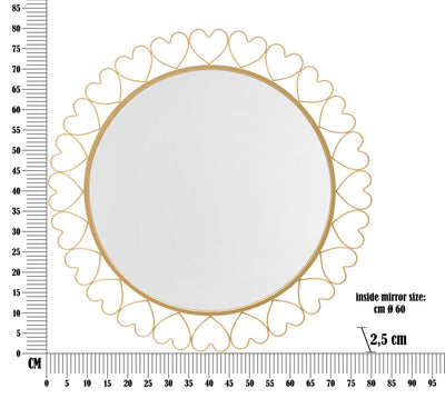 Metal Round Small Hearts Wall Mirror