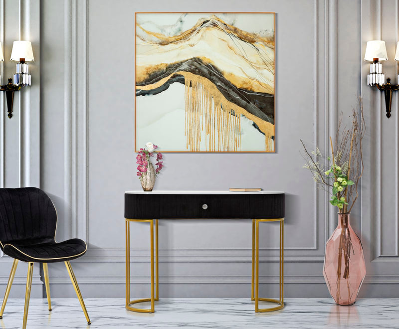 Black Console Table with Golden Metal Legs