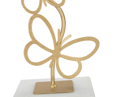 Golden Metal Butterfly Candle Holder with white Marble Base