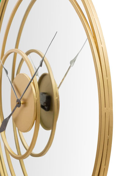 Metal Round Wall Clock with Mirror Face