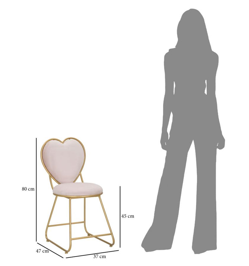 Pink Velvet Heart Shaped Chair with Golden Metal Legs