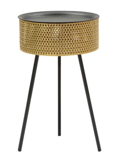 Small Round Metal Golden & Black Table