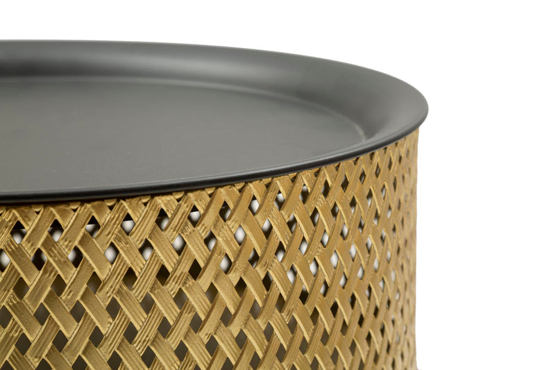 Small Round Metal Golden & Black Table
