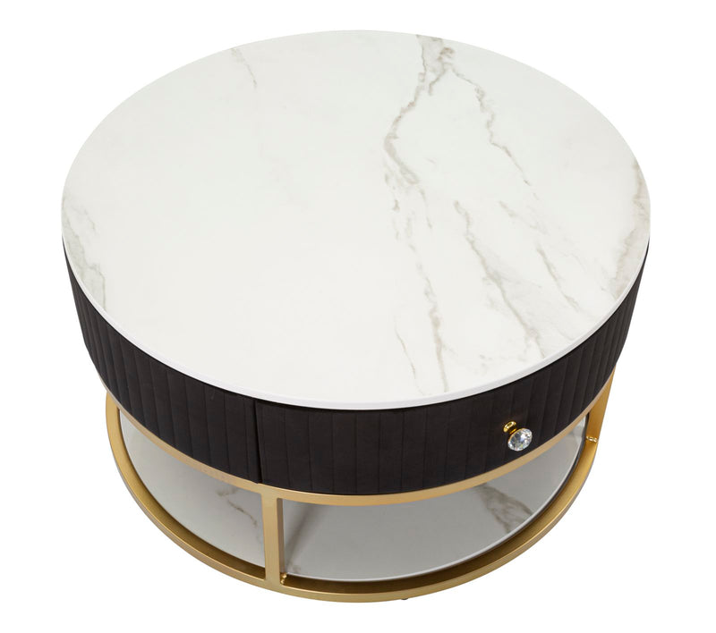 Round Black & White Marble Patterned Coffee Table