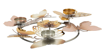 Metal Flower & Butterfly 4 Candle Holder