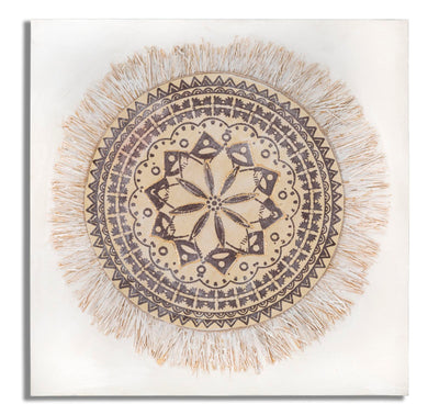 Beige Geometric Mandala Circle Canvas Painting