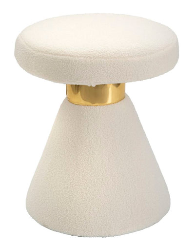 Cream Round Padded Coffe Table with golden Detail