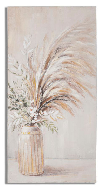 Vase with Flowers Beige Modern Canvas Painting