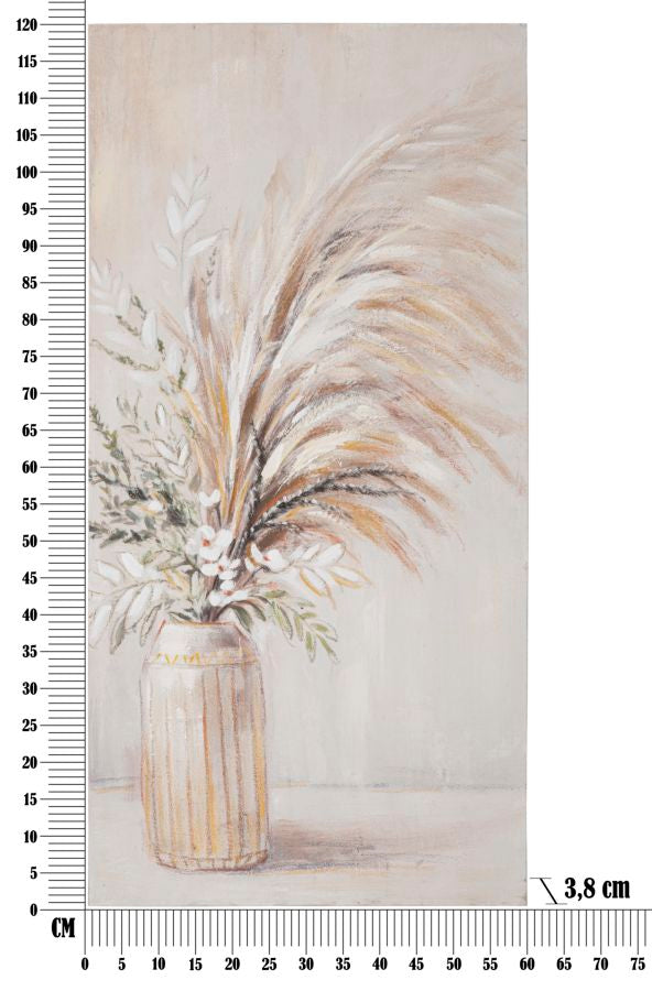 Vase with Flowers Beige Modern Canvas Painting