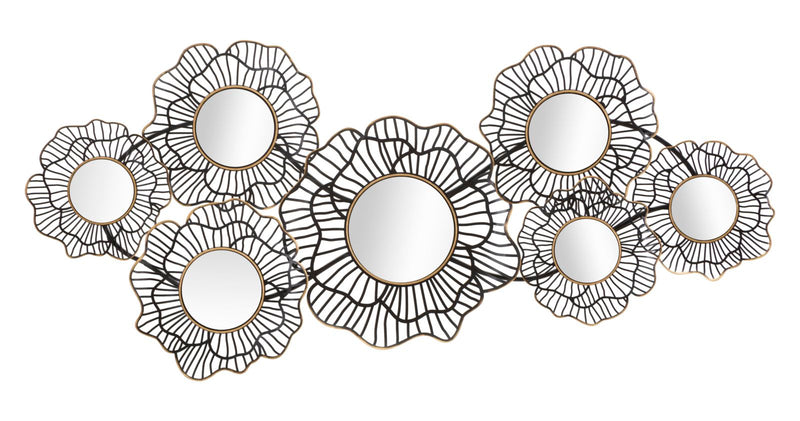 Small Round Wall Mirrors with Metal Floral Frames