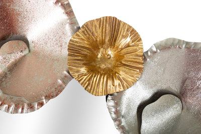 Metal Golden& Silver Floral Round Wall Mirror