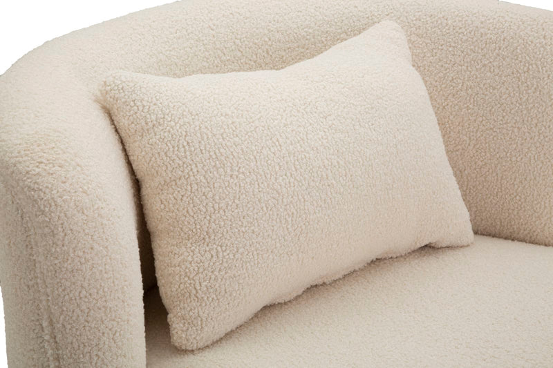 Cream Round Armchair with Cushion & Golden Details