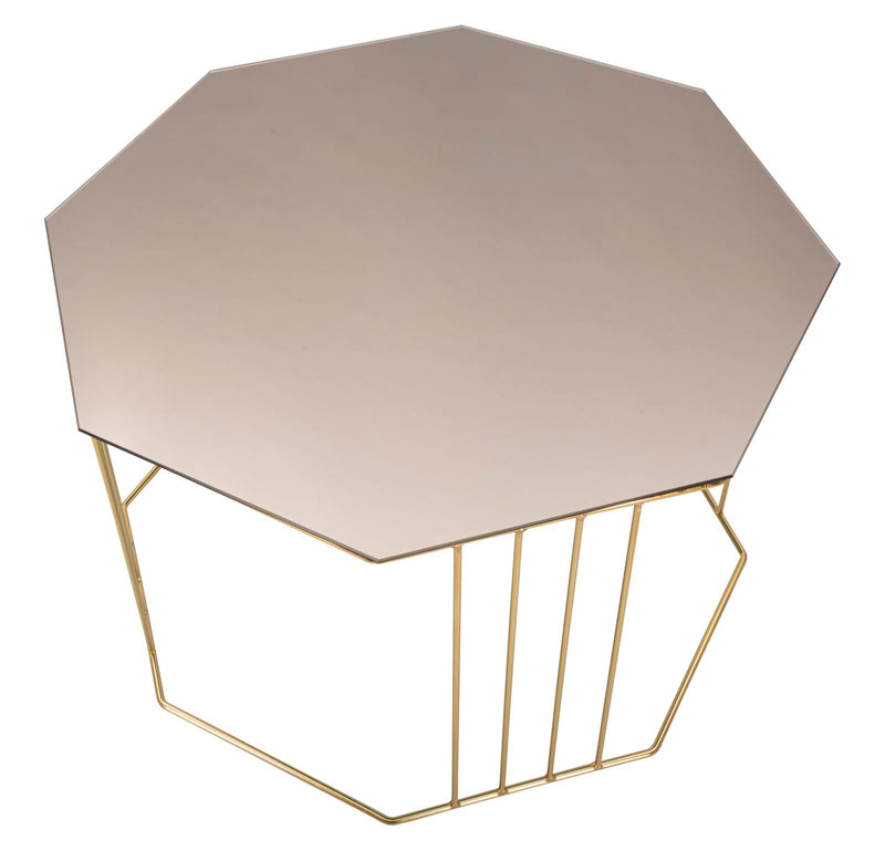 Octagonal Golden Metal & Glass Coffee Table