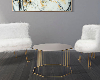 Octagonal Golden Metal & Glass Coffee Table