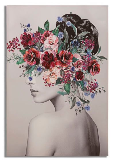 Lady with Flowers Modern Canvas Painting