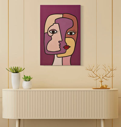 Colorful Abstract Bohoo Face Canvas Painting
