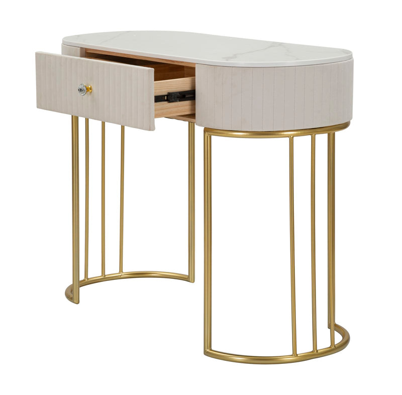 Cream Console Table with Golden Metal Legs