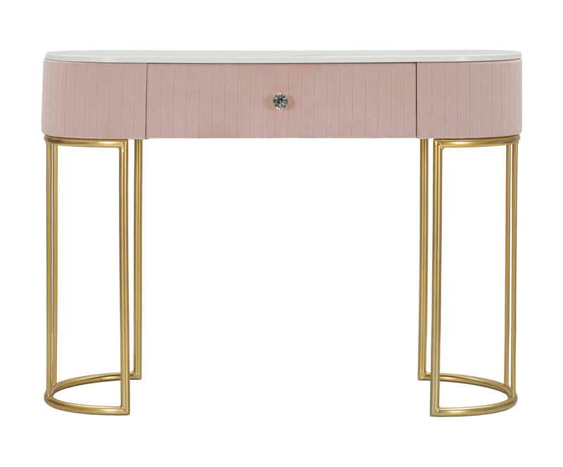 Pink Console Table with Golden Metal Legs