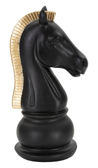 Black & Gold Horse Chess Piece (Modern Sculpture)