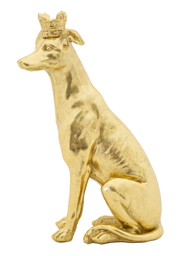 Gold Dog Statue with Crown (Modern Decoration)