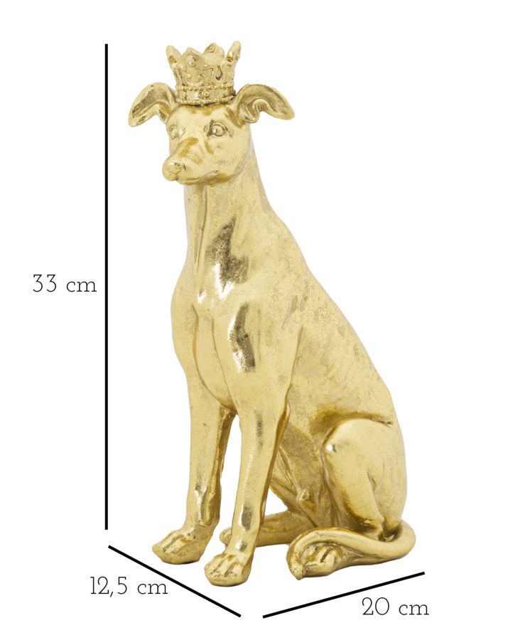 Gold Dog Statue with Crown (Modern Decoration)