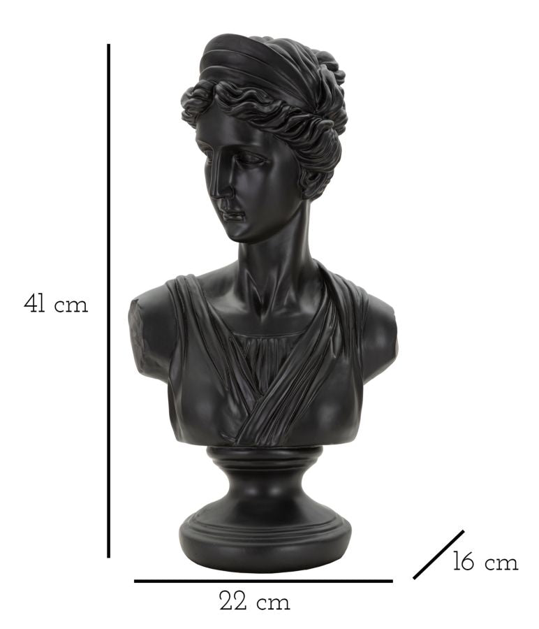 Black Diana Bust Statue (Resin Sculpture)