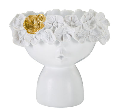 White Face Shaped Porcelain Vase with Floral Crown