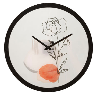 Metal & Glass Boho Floral Wall Clock