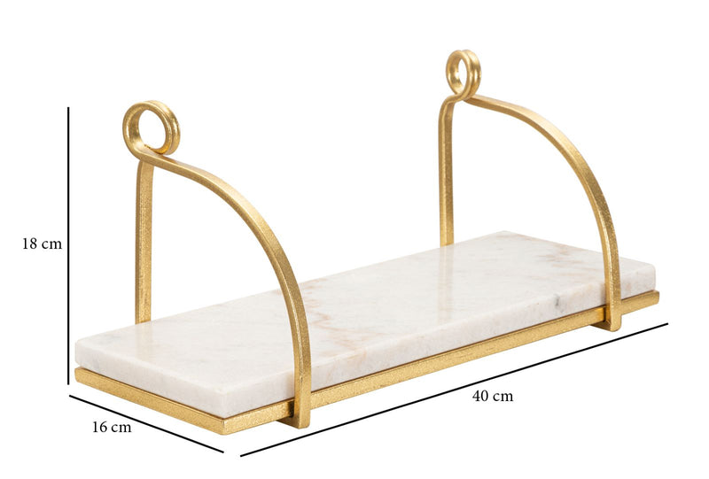 Golden Metal & Marble Wall Shelf