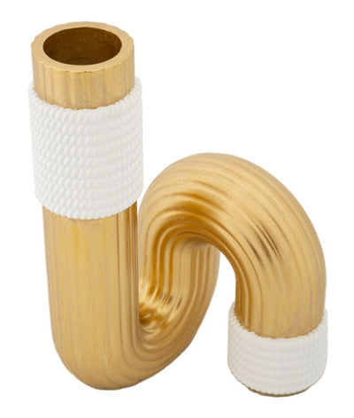 Modern Golden & White Spiral Vase