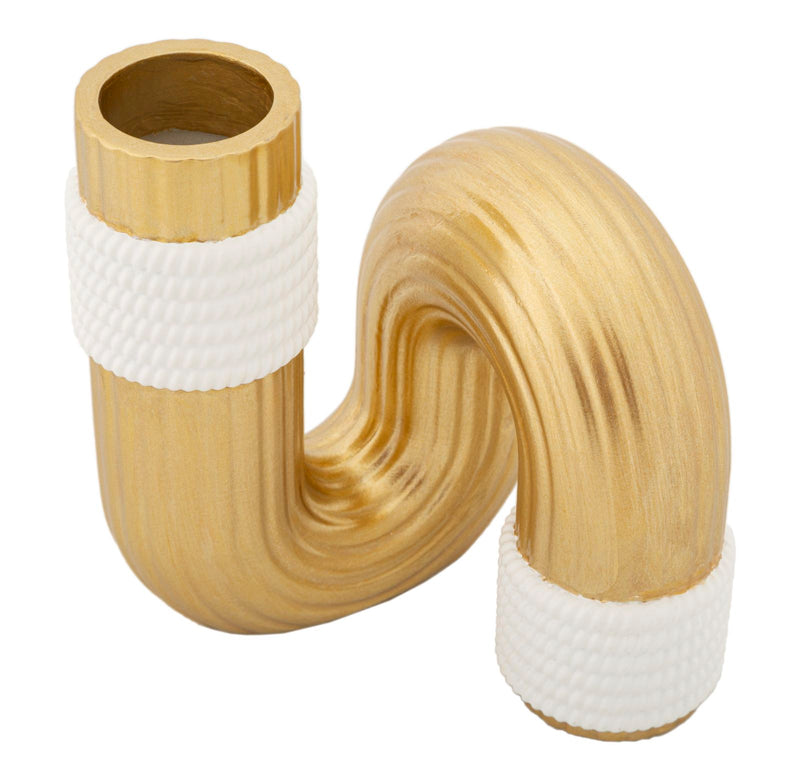 Modern Golden & White Spiral Vase